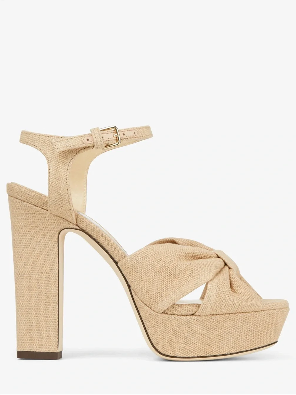 Like new Jimmy Choo Heloise 120 Linen Platform Sandals $1,095 37.5 - Picture 2 of 16